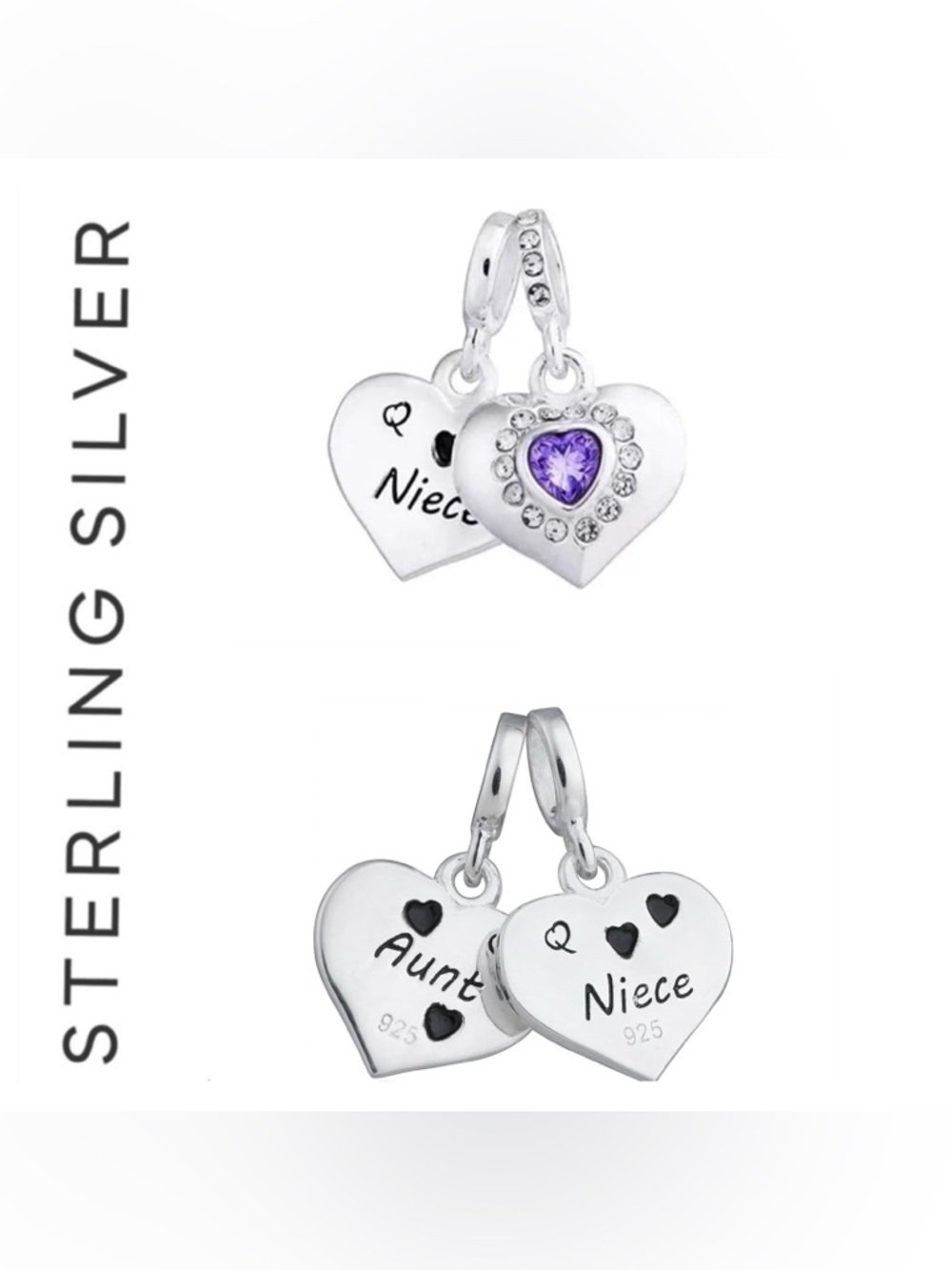 🌟 S925 Sterling Silver Aunt & Niece Splittable Charm
